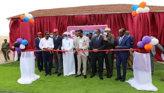 Qatari and Somali officials at the inauguration of Qatar Charity's projects in Somalia.