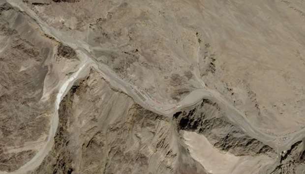 A satellite image taken on June 9 of Galwan Valley in Ladakh, India