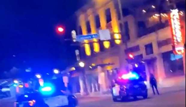 Police vehicles seen at the location of shooting