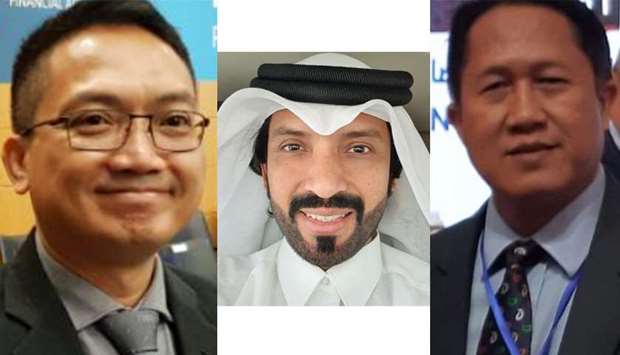 Indonesian Embassy Economic Affairs Attache Maulana Syahid, QIBC president Farhan al-Sayed and IQBC president Hendra Hartono Turman