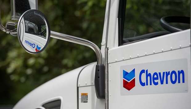 The Chevron logo is displayed on the door of a truck inside the Chevron Corporation Richmond Refinery, California. The US energy major has been looking to make cutbacks as the industry grapples with a once-in-a-generation collapse in demand because of the coronavirus pandemic.
