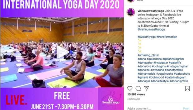 A live yoga session on Instagram on Sunday