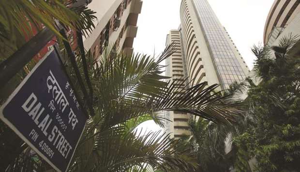 The Bombay Stock Exchange building in Mumbai. The Sensex closed up 180 points to 34,911, while the Nifty advanced 67 points to 10,311 yesterday.