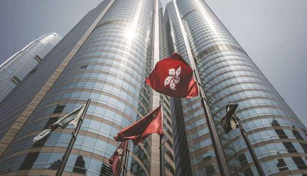 An external view of the Hong Kong Stock Exchange building. The Hang Seng index closed up 1.6% to 24,907.34 points yesterday.