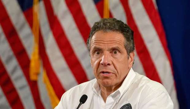 NY Governor Andrew Cuomo speaks during a press briefing on Covid-19 at Madison Boys and Girls Club in the Brooklyn borough of New York City on May 28, 2020. AFP