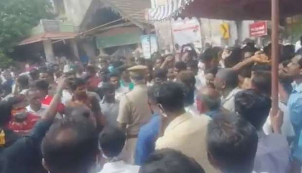 An image grab from a video posted on social media shows a protest in Tamil Nadu