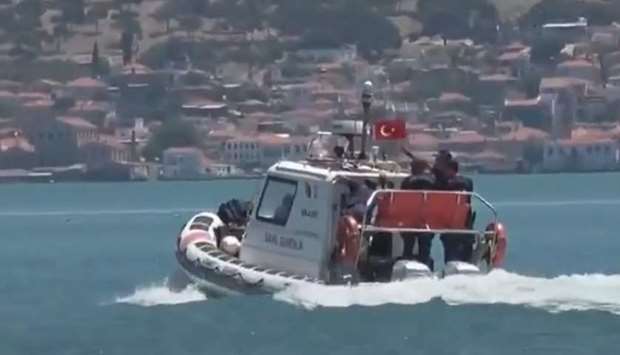 The Turkish coastguard vessel that rescued the migrants.