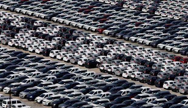 Cars are seen parked at Maruti Suzukiu2019s plant at Manesar, in the northern state of Haryana, on August 11, 2019.