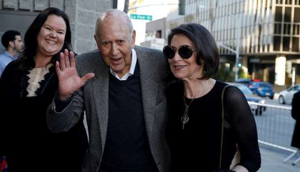 Actor Carl Reiner and his wife Estelle pose at a premiere of the HBO documentary ,If You're Not In the Obit, Eat Breakfast, in Beverly Hills, California, U.S. May 17, 2017