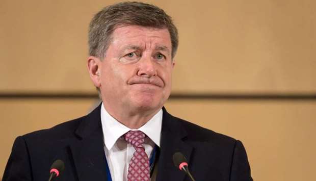 International Labor Organization (ILO) director general Guy Ryder delivers a speech at the opening of the ILO International Labour Conference in Geneva on June 10, 2019.