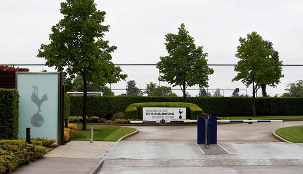 A general view of the entrance to the Tottenham Hotspur training ground in London. (Reuters)