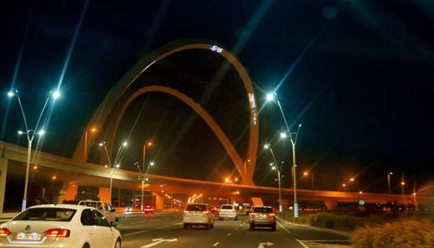 Images projected onto the 5/6 arches located at the 5/6 interchange Friday. PICTURE: Jayan Orma.