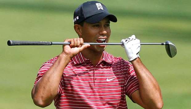 In this June 7, 2009, picture, Tiger Woods bites his club after his second shot on the 11th hole during his Memorial Tournament win at Muirfield Village Golf Club in Dublin, Ohio, United States. (Reuters)
