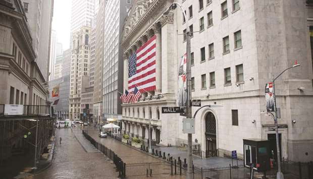 Rain falls over the New York Stock Exchange. Companies raised more than $7.3bn in initial public offerings last week showing the rebounding strength of listings globally even as the coronavirus pandemic continues and social justice protests spread in the US.