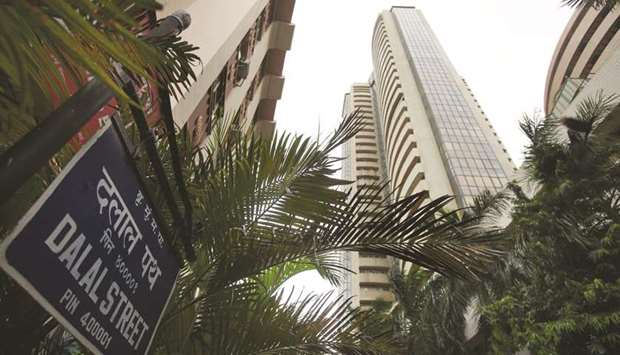The Bombay Stock Exchange building in Mumbai. The Sensex closed up 0.2% yesterday.