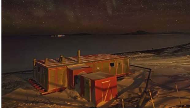 New Zealand Antarctic research facility Scott Base at Pram Point on Ross Island near Mount Erebus at Antarctica