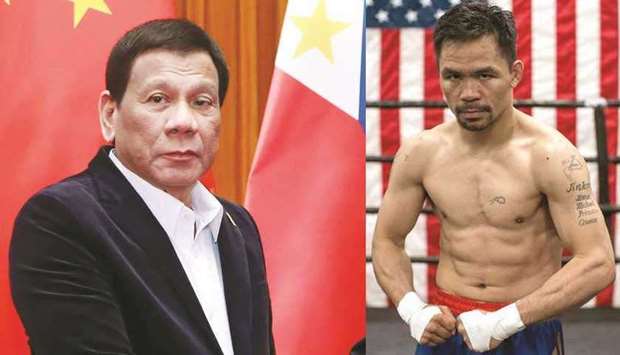 (File photo collage) Rodrigo Duterte (left) and Manny Pacquiao