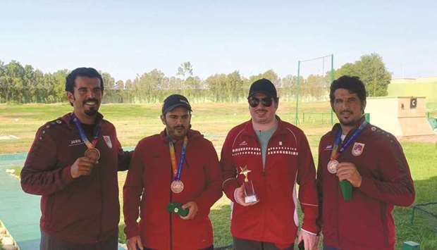 Qataru2019s trap team comprising Saeed Abu Shareb, Nasser al-Hamidi and Rashid al-Athba won the bronze medal at the Arab Shooting Championships in Cairo on Thursday.