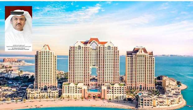 Al Mutahidah Towers at The Pearl-Qatar. Inset: Ibrahim Jassim Al-Othman, UDC President and CEO