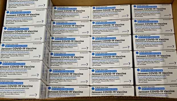 Boxes of the Johnson & Johnson Covid-19 vaccine are seen at the McKesson Corporation, amid the coronavirus disease outbreak, in Shepherdsville, U.S., March 1, 2021