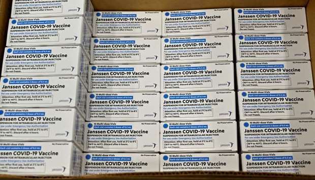 Boxes of the Johnson & Johnson Covid-19 vaccine are seen at the McKesson Corporation, amid the coronavirus disease outbreak, in Shepherdsville, U.S., March 1, 2021