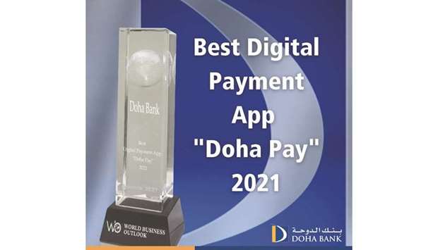 The 'Best Digital Payment App' award Doha Pay won at the World Business Outlook Awards 2021.