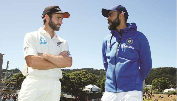 New Zealandu2019s Kane Williamson (left) talks to Indiau2019s Virat Kohli after New Zealand beat India in a Test match at Basin Reserve, Wellington, on February 24, 2020. (Reuters)