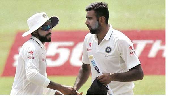Indiau2019s spinners Ravichandran Ashwin (right) with Ravindra Jadeja.