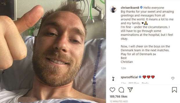 Christian Eriksen, said that he was doing u201cfineu201d in an Instagram post from hospital yesterday.rn