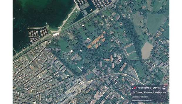 A view shows the Parc de la Grange with the Villa La Grange ahead of todayu2019s summit in Geneva  in this satellite image released yesterday. The sign reads: u201cVilla La Grangeu201d. (Reuters)
