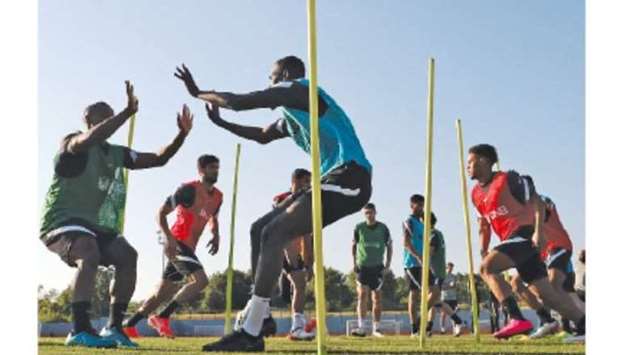 Qatar players train in Croatia on Friday.