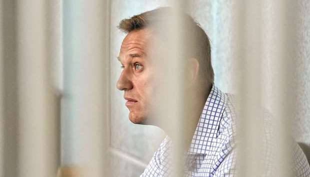 ROW: Alexei Navalny attends a hearing at a court in Moscow in January. (AFP)