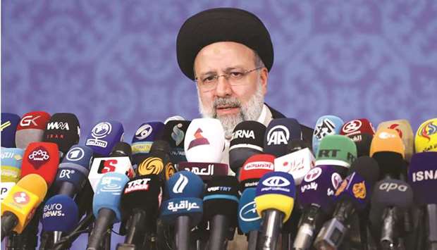 Iranu2019s president-elect Ebrahim Raisi speaks during a news conference in Tehran, yesterday.