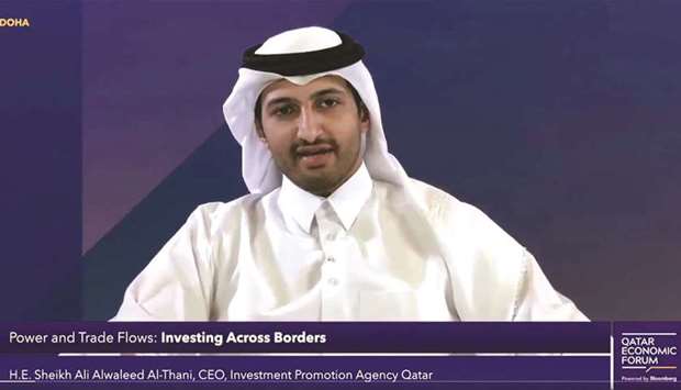 Investment Promotion Agency Qatar chief executive Sheikh Ali Alwaleed al-Thani, speaking at the Qatar Economic Forum, powered by Bloomberg on Tuesday.