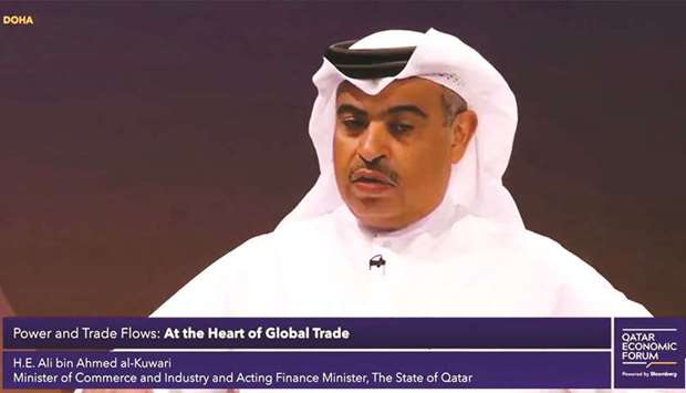 HE the Minister of Commerce and Industry and the Acting Finance Minister, Ali bin Ahmed al-Kuwari speaking at the Qatar Economic Forum, powered by Bloomberg.