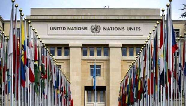  (File photo) The ,Palais des Nations,, which houses the United Nations Office in Geneva. (AFP)