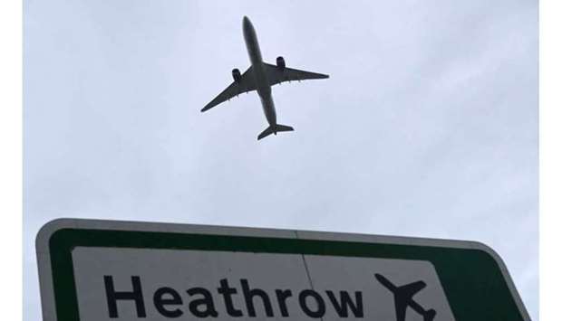 An aircraft takes off at Heathrow Airport amid the spread of the coronavirus disease (Covid-19) pandemic in London, Britain, February 4, 2021.