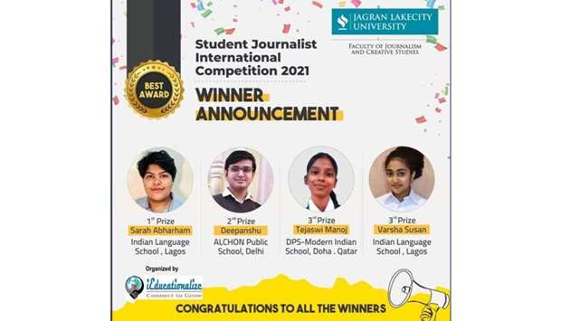 The competition conducted on the theme u2018World in Turmoilu2019 was aimed to spot the budding journalists who are passionate and skilled to be the voice of the next generation.