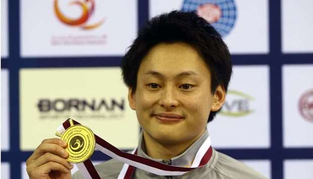 Japanu2019s Hidenobu Yonekura scored 15.016 points to win the vault final at the 13th FIG Artistic Gymnastics World Cup at the Aspire Dome 