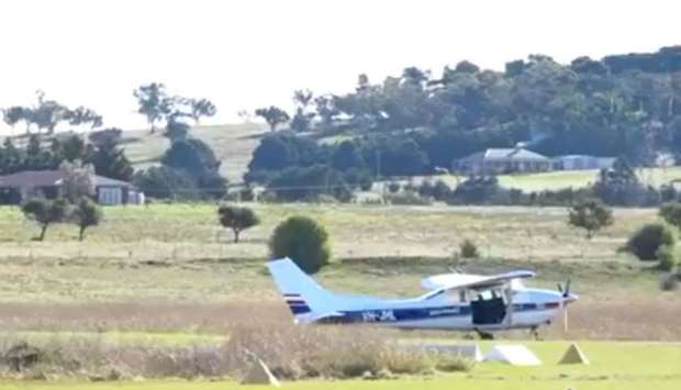 The aircraft from which the divers jumped seen parked after the accident.