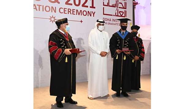 HE the Prime Minister and Minister of Interior Sheikh Khalid bin Khalifa bin Abdulaziz al-Thani at the DI graduation ceremony.