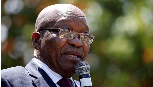 Former South African President Jacob Zuma speaks to supporters after appearing in the High Court where he faces charges that include fraud, corruption and racketeering, in Pietermaritzburg, South Africa, October 15, 2019. REUTERS