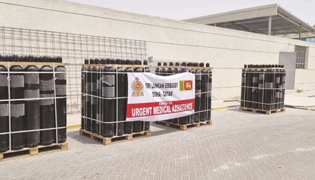 The shipment of medical oxygen cylinders.