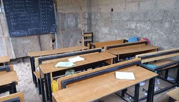 A general view of the classroom where gunmen kidnapped scores of children at an Islamic seminary in central Nigeria 