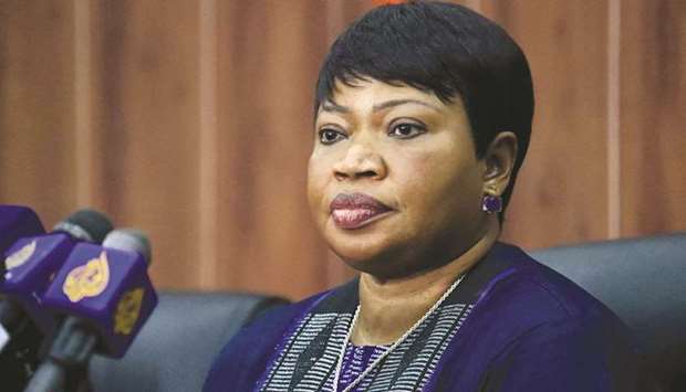 Fatou Bensouda, International Criminal Court chief prosecutor, speaks during a presser at the Ministry of Justice in the Sudanese capital Khartoum, yesterday.