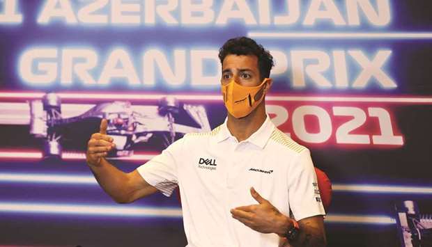 McLarenu2019s Daniel Ricciardo addressing the media in Baku, Azerbaijan, yesterday. (Reuters)