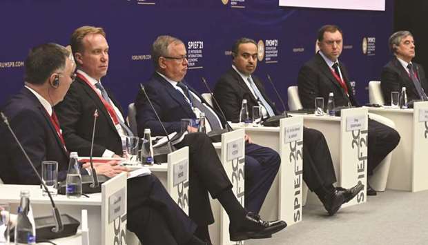 HE Ali bin Ahmed al-Kuwari, Minister of Commerce and Industry and Acting Minister of Finance with other panellists at the St Petersburg International Economic Forum (SPIEF) 2021.