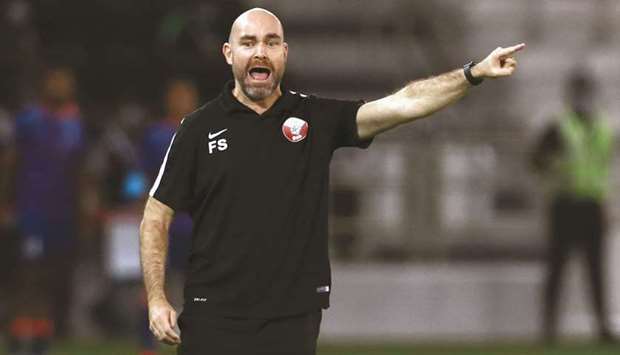 Qataru2019s coach Felix Sanchez reacts during the Asian Qualifiers for the FIFA World Cup Qatar 2022 and AFC Asian Cup China 2023 match on Thursday. (Reuters)