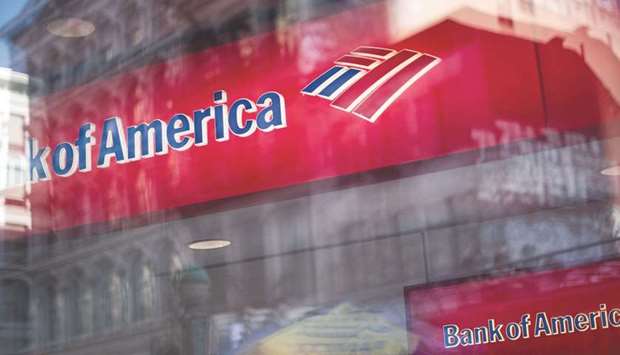 Bank of America Corp signage is seen with street reflections on a window in New York. Bank of America, Citigroup  and Jefferies Financial Group are among firms that have adjusted their risk controls at prime-brokerage operations.
