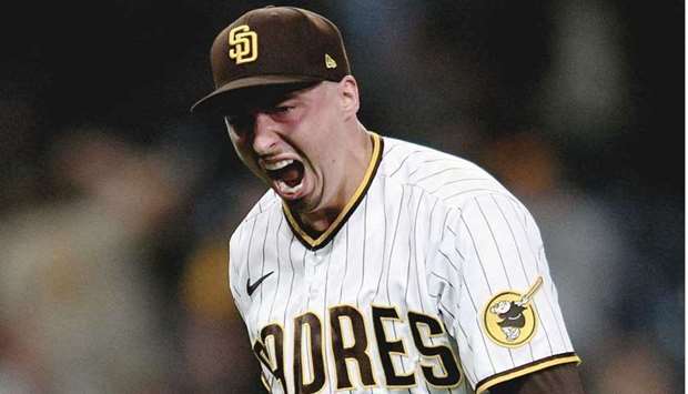 San Diego Padres starting pitcher Blake Snell reacts after a strike out to end the top of the seventh inning against the New York Mets at Petco Park. (USA TODAY Sports)